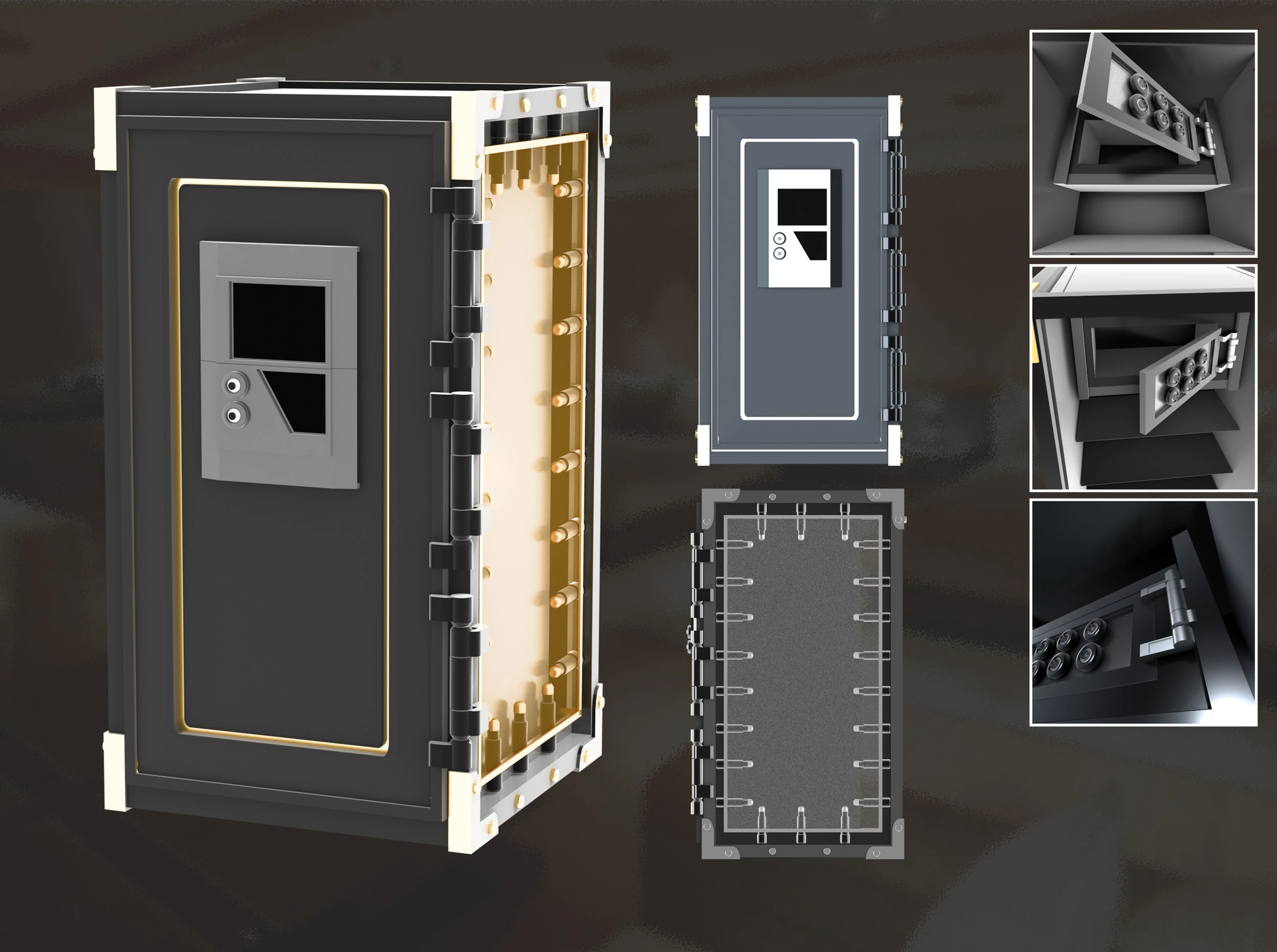 Cyber Coffre-Fort Inviolable 3D Model .c4d .max .obj .3ds .fbx .stl .blend 