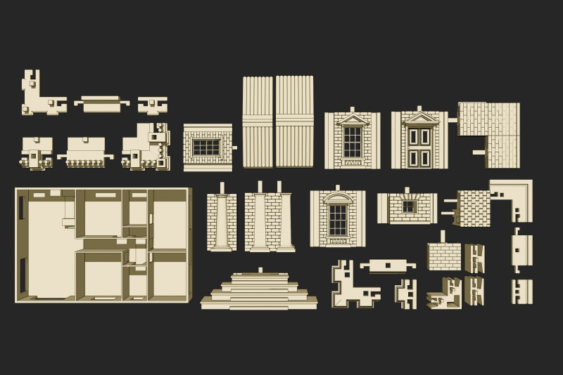Pack de Construction Pierre Crativit Votre Maison en Pierre Modulaire 3D Model .c4d .max .obj .3ds .fbx .stl .blend