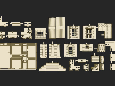 Pack de Construction Pierre Crativit Votre Maison en Pierre Modulaire 3D मॉडल