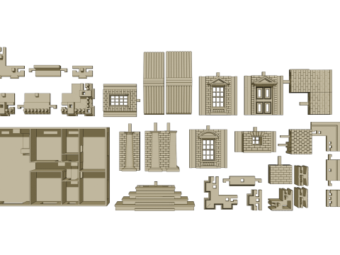 Pack de Construction Pierre Crativit Votre Maison en Pierre Modulaire 3D Model