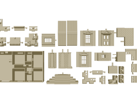 Pack de Construction Pierre Crativit Votre Maison en Pierre Modulaire 3D Model