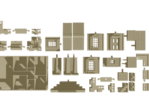 Pack de Construction Pierre Crativit Votre Maison en Pierre Modulaire 3D Model