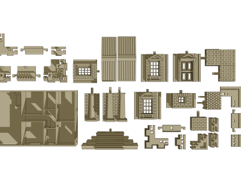Pack de Construction Pierre Crativit Votre Maison en Pierre Modulaire 3D Model