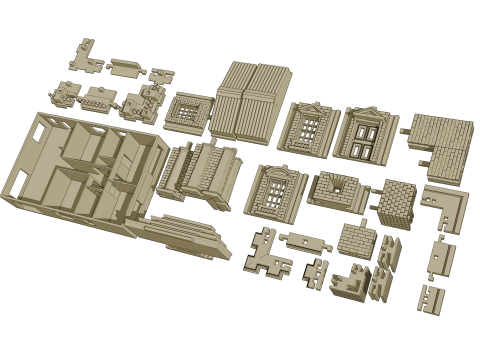 Pack de Construction Pierre Crativit Votre Maison en Pierre Modulaire 3D Model
