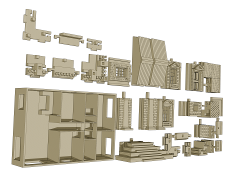 Pack de Construction Pierre Crativit Votre Maison en Pierre Modulaire 3D Model