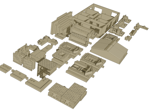 Pack de Construction Pierre Crativit Votre Maison en Pierre Modulaire 3D Model