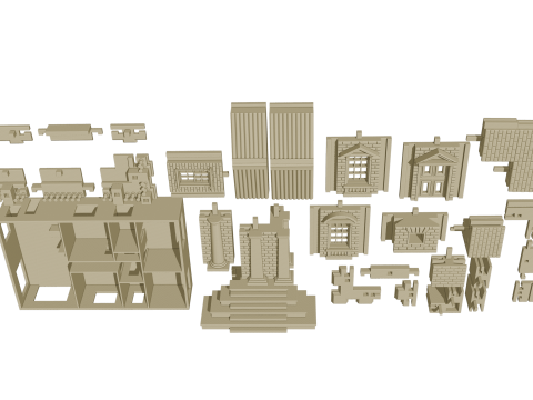 Pack de Construction Pierre Crativit Votre Maison en Pierre Modulaire 3D Model