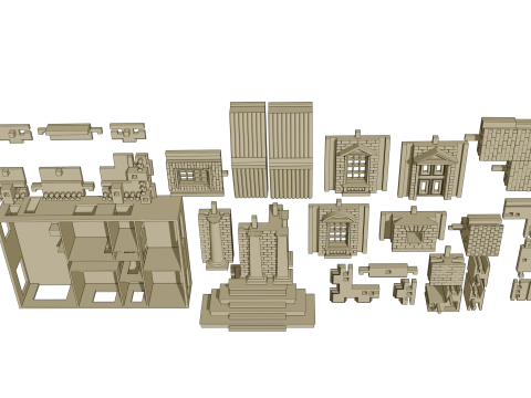 Pack de Construction Pierre Crativit Votre Maison en Pierre Modulaire 3D Model