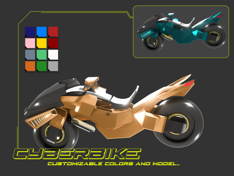 Cyberbike Modle de moto Futuriste Personnalisable 3D Model
