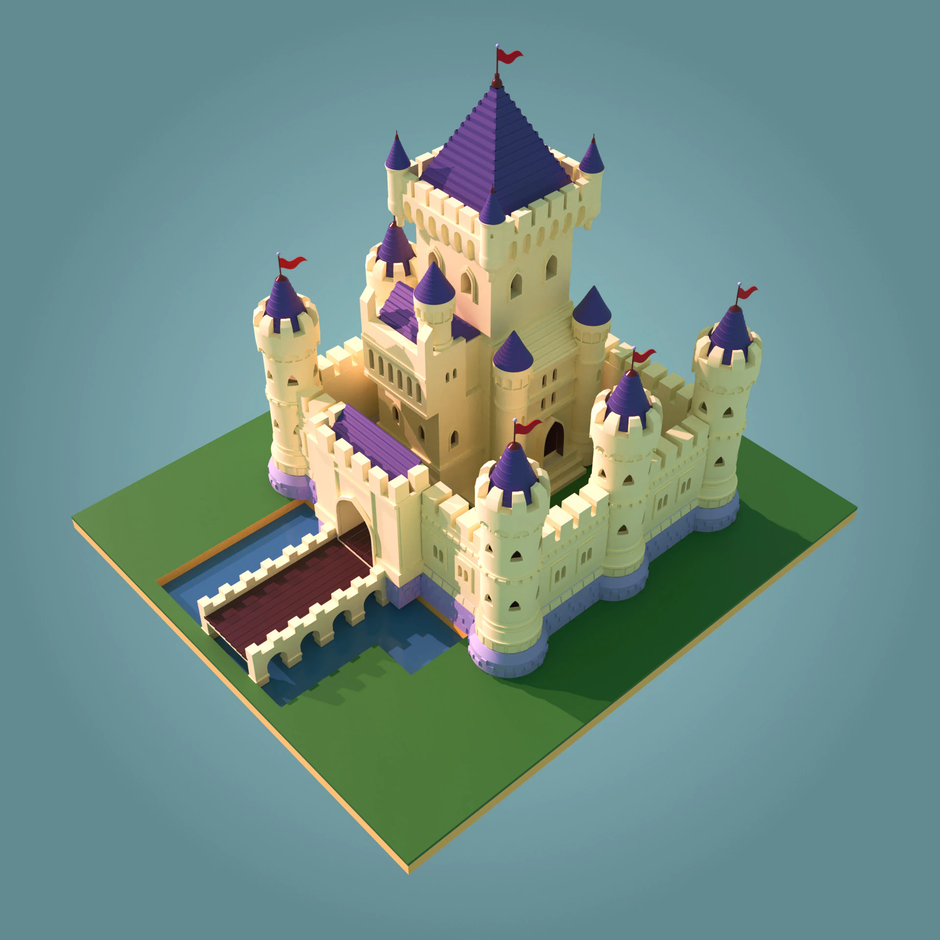 Random Castle Chteau 3D modulaire pour impression et projets 3D 3D Model .c4d .max .obj .3ds .fbx .stl .blend 