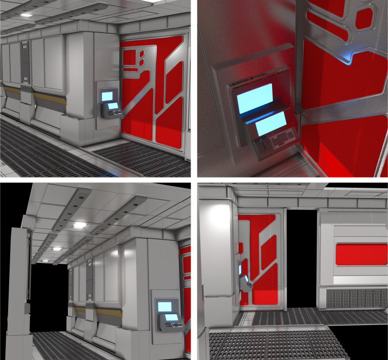 Laboratoire de recherche gntique Couloir Sasse de Protection 3D Модель .c4d .max .obj .3ds .fbx .stl .blend