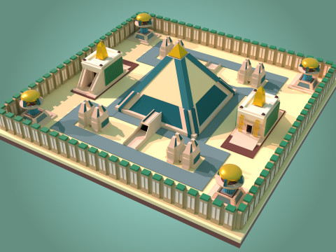 Random Egypto Temple Maquette 3D modulaire 3D Модель