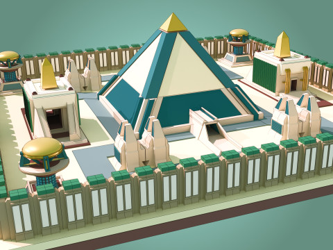 Random Egypto Temple Maquette 3D modulaire 3D Модель