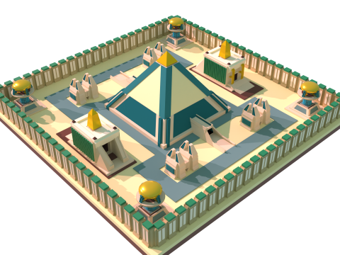 Random Egypto Temple Maquette 3D modulaire 3D Модель