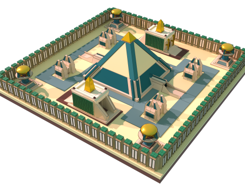Random Egypto Temple Maquette 3D modulaire 3D Модель