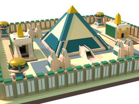 Random Egypto Temple Maquette 3D modulaire 3D Модель