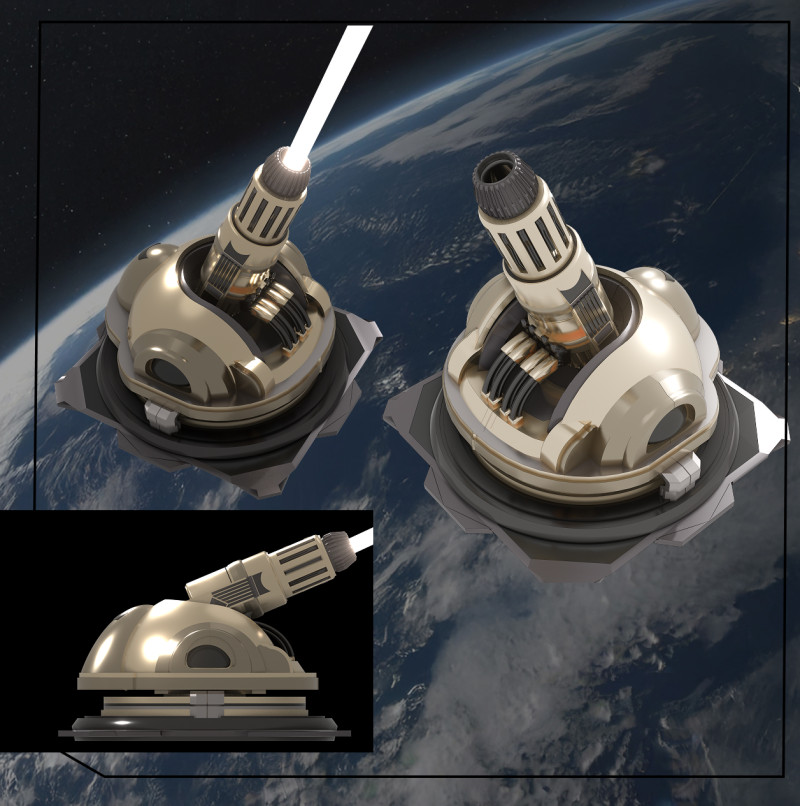 Canon Plasma Particle Defense Turret Sci-Fi Modèle 3D .c4d .max .obj .3ds .fbx .stl .blend