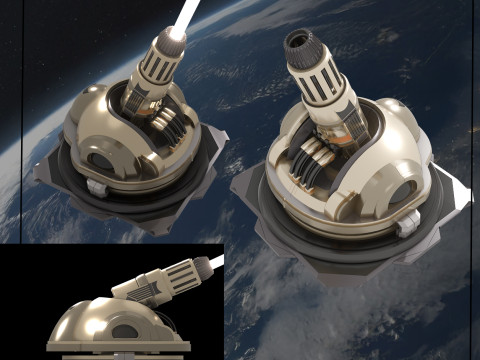 Canon Plasma Particle Defense Turret Sci-Fi Modello 3D