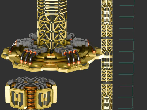 Cyber ​​Grue 360 ​​Mod&egrave;le 3D Futuriste de Construction Assiste par IA Modèle 3D