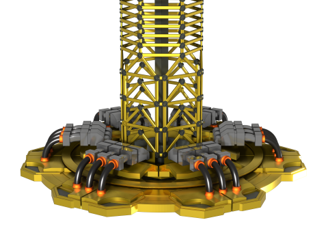 Cyber Grue 360 Modle 3D Futuriste de Construction Assiste par IA 3D Model
