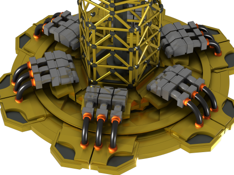 Cyber Grue 360 Modle 3D Futuriste de Construction Assiste par IA 3D Model