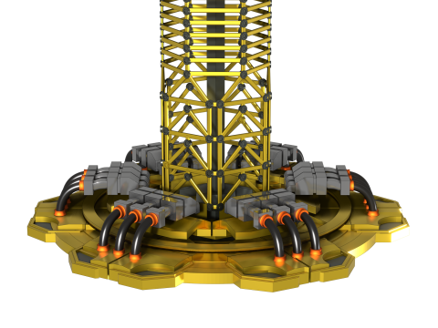 Cyber Grue 360 Modle 3D Futuriste de Construction Assiste par IA 3D Model