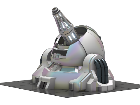 ION Defense Turret Canon Ions Haute nergie pour Univers Sci-Fi 3D Модель