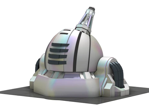 ION Defense Turret Canon Ions Hoge energie voor Univers Sci-Fi 3D Model