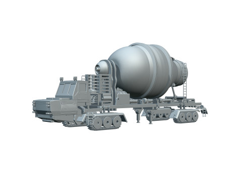 Cyber Tank Citerne Ciment Construction Futuriste 3D Model