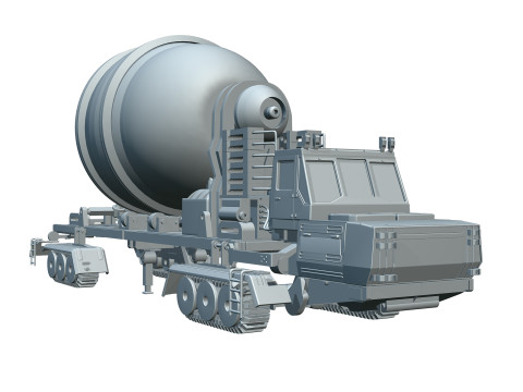 Cyber Tank Citerne Ciment Construction Futuriste 3D Model