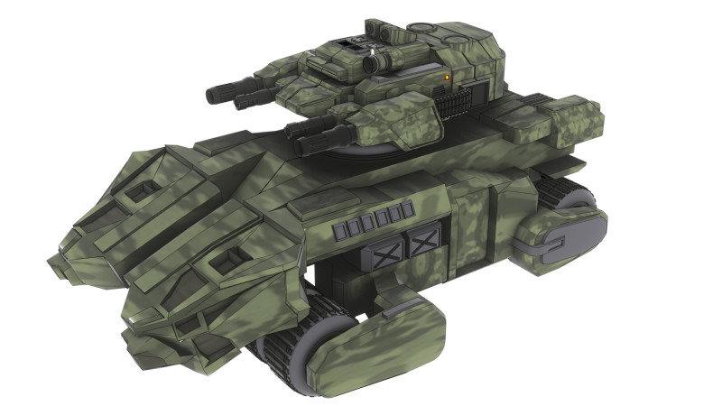 Cyber Tank Tourelle Rotative 360 3D Model .c4d .max .obj .3ds .fbx .stl .blend