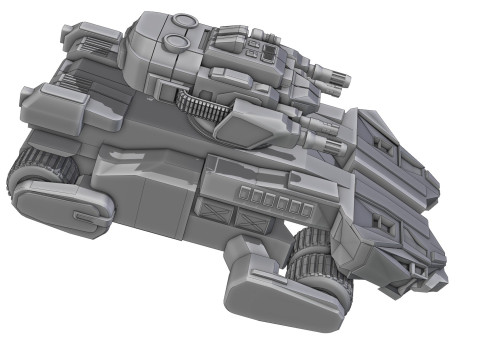 Cyber Tank Tourelle Rotative 360 3D Model