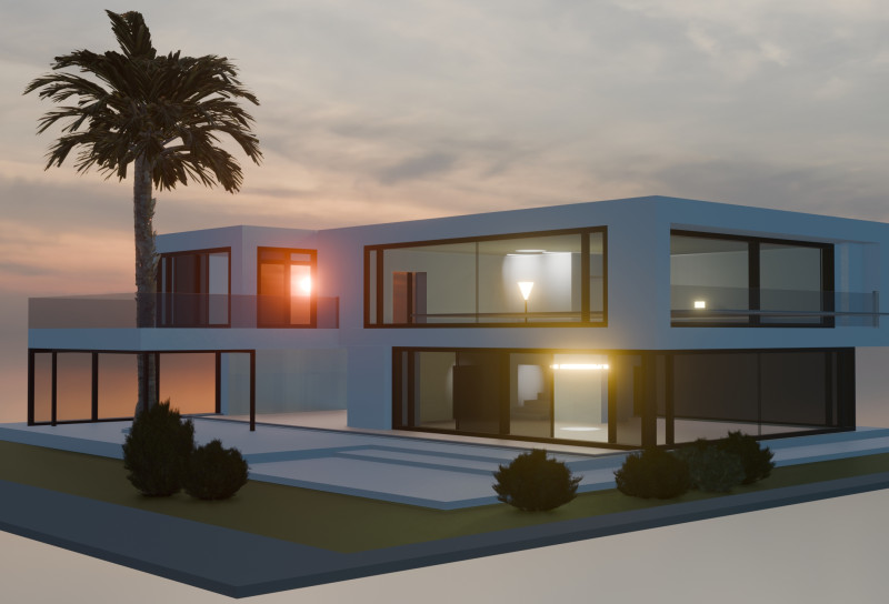 Villa de Luxe Moderne 3D Model .c4d .max .obj .3ds .fbx .stl .blend