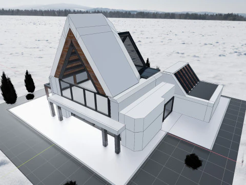 Chalet de Luxe Contemporain LArchitecture de Montagne 3D Model