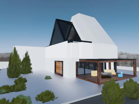 Chalet de Luxe Contemporain LArchitecture de Montagne 3D Model