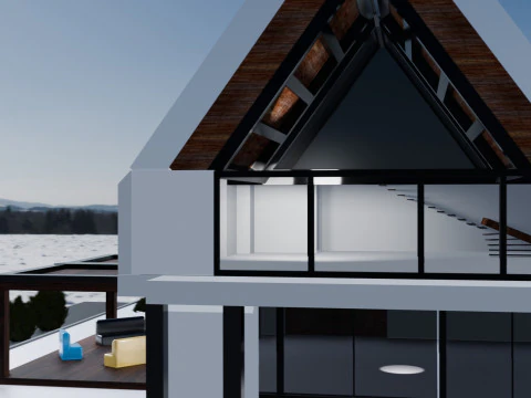 Chalet de Luxe Contemporain LArchitecture de Montagne 3D Model