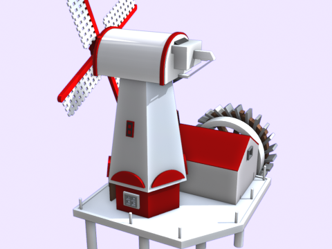 Moulin vent dcoratif 3D Model