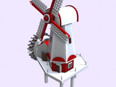 Moulin vent dcoratif 3D Model