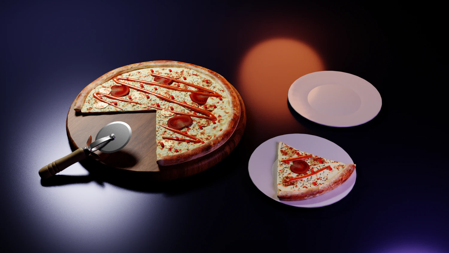 realistic of pizza on a tray 3D Model .c4d .max .obj .3ds .fbx .stl .blend