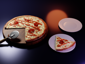 realistic of pizza on a tray 3D Model
