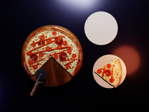 realistic of pizza on a tray 3D Model