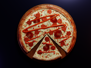 realistic of pizza on a tray 3D Model