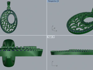 pave diamond sterling silver oval filigree geometrical pendant jewellery 3D Print Model