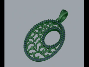 pave diamond sterling silver oval filigree geometrical pendant jewellery 3D Print Model