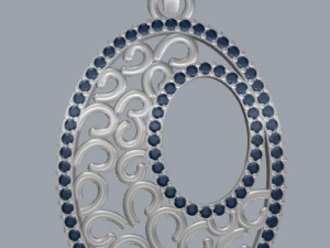pave diamond sterling silver oval filigree geometrical pendant jewellery 3D Print Model
