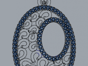 pave diamond sterling silver oval filigree geometrical pendant jewellery Model do druku 3D