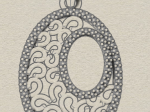 pave diamond sterling silver oval filigree geometrical pendant jewellery Model do druku 3D
