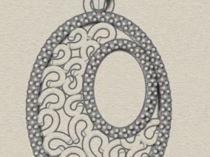 pave diamond sterling silver oval filigree geometrical pendant jewellery 3D Print Model
