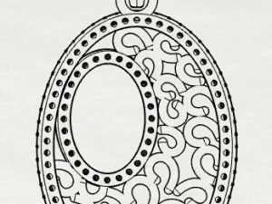 pave diamond sterling silver oval filigree geometrical pendant jewellery 3D Print Model