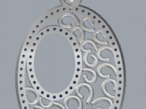 pave diamond sterling silver oval filigree geometrical pendant jewellery Model do druku 3D